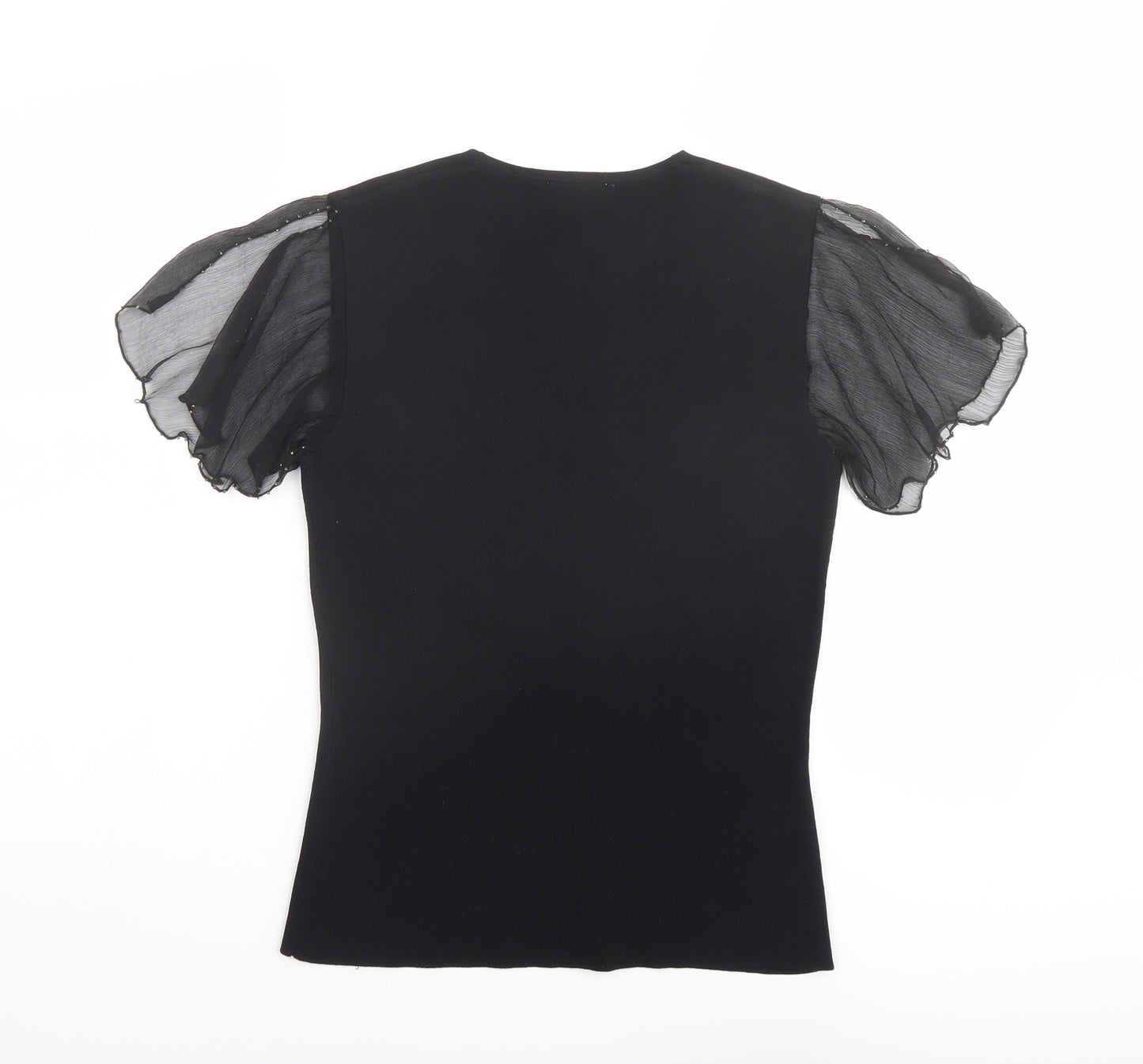 CC Womens Black Viscose Basic Blouse Size S V-Neck