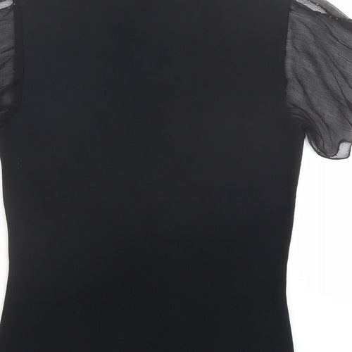 CC Womens Black Viscose Basic Blouse Size S V-Neck