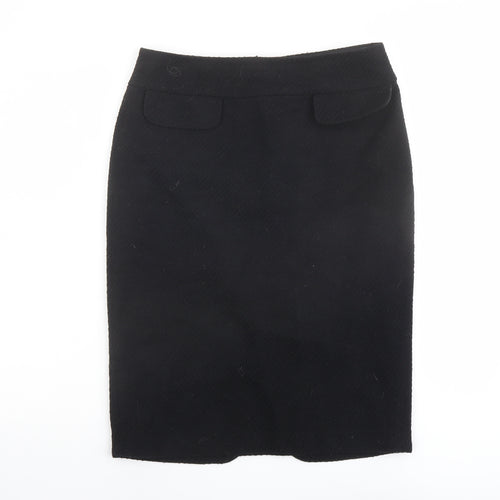 Marks and Spencer Womens Black Polyester Swing Skirt Size 10 Zip