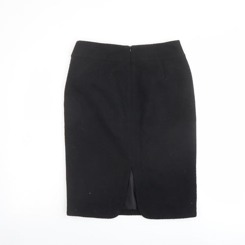 Marks and Spencer Womens Black Polyester Swing Skirt Size 10 Zip