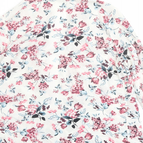 Select Womens White Floral Viscose Kimono Blouse Size 8 V-Neck