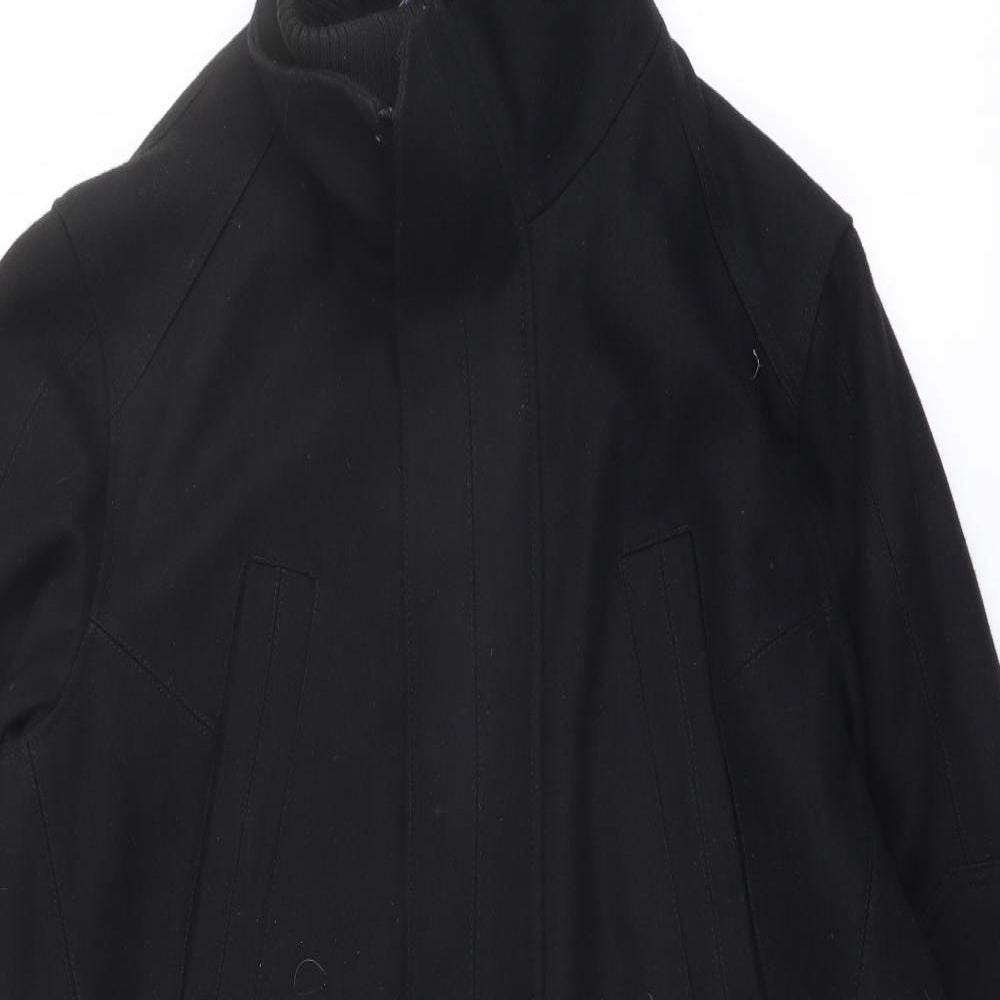 Jasper Conran Mens Black Pea Coat Coat Size L Zip