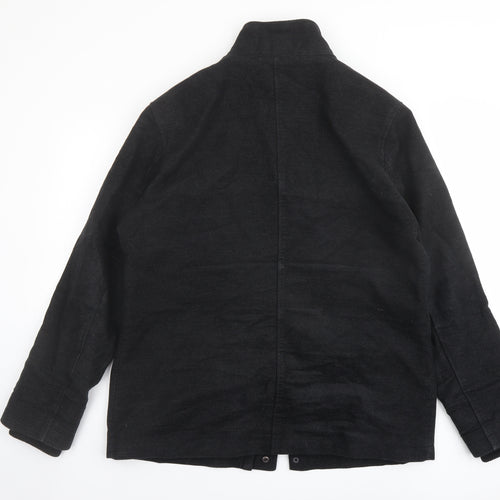 Marks and Spencer Mens Black Pea Coat Coat Size L Zip