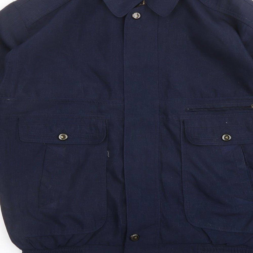 Wandeng Mens Blue Bomber Jacket Jacket Size 2XL Zip