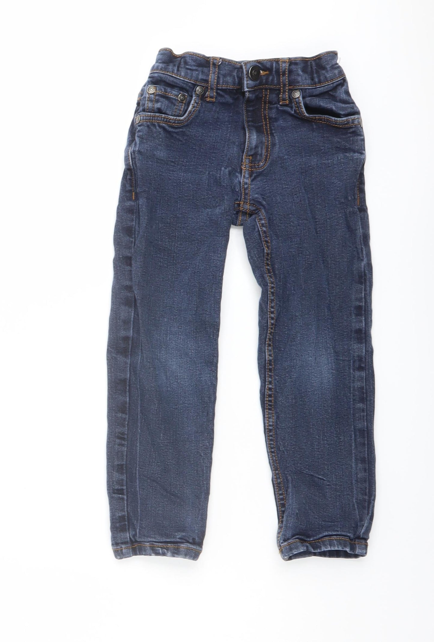 TU Boys Blue Cotton Straight Jeans Size 4 Years Regular Button