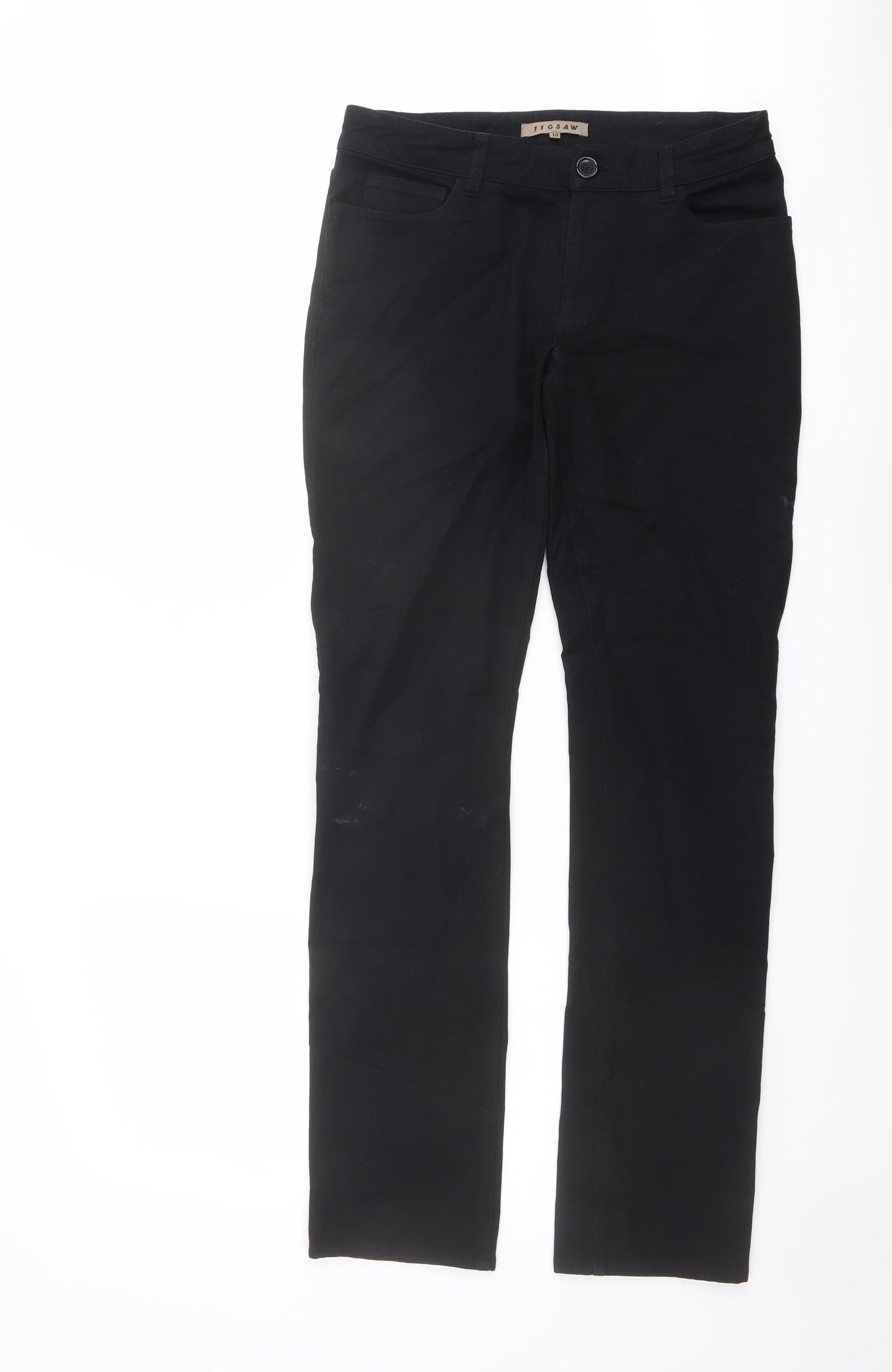 Jigsaw Womens Black Cotton Straight Jeans Size 10 L31 in Regular Button
