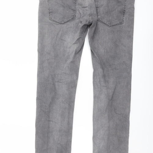 Zara Mens Grey Cotton Straight Jeans Size 30 in L31 in Regular Button