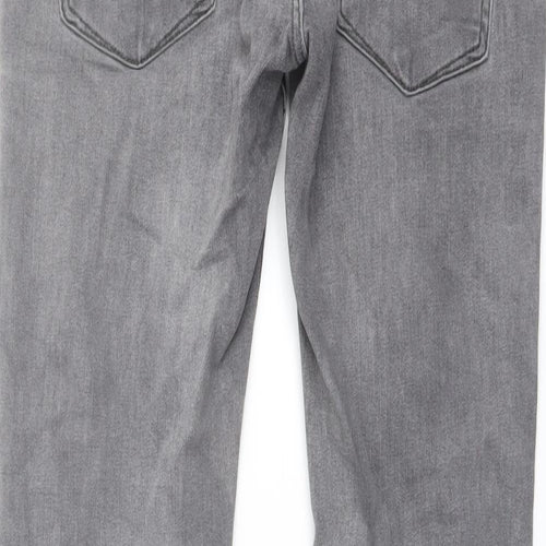 Zara Mens Grey Cotton Straight Jeans Size 30 in L31 in Regular Button
