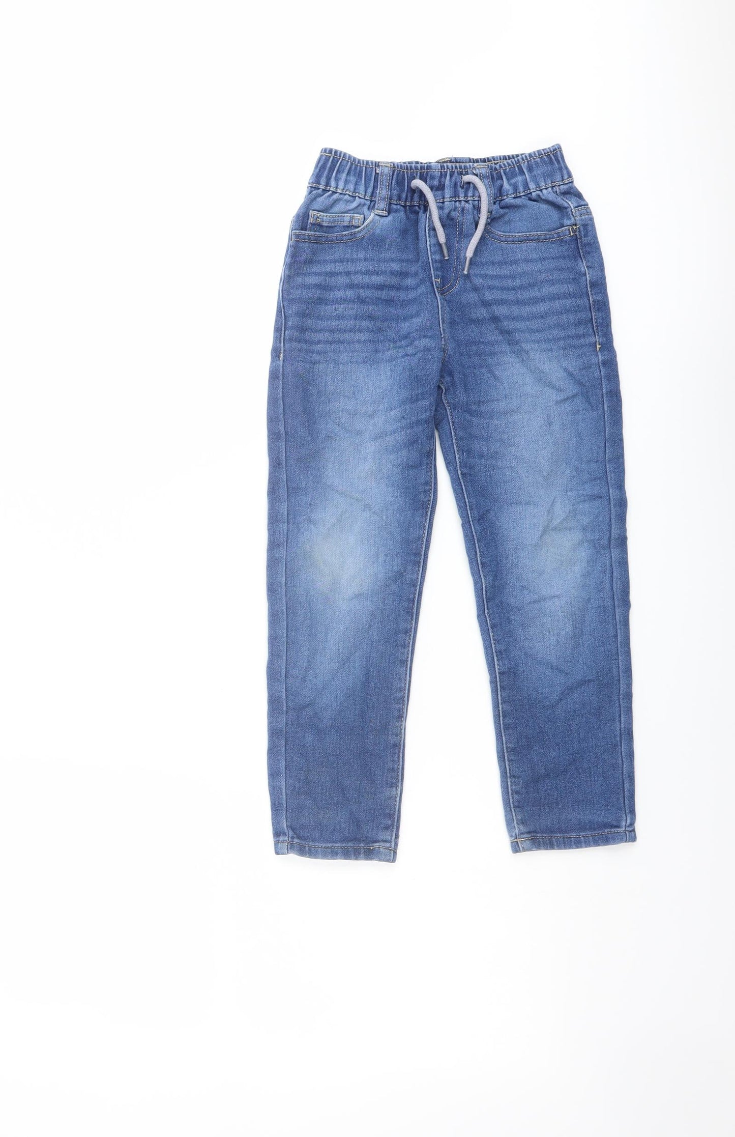 Dunnes Stores Boys Blue Cotton Straight Jeans Size 5-6 Years Regular Drawstring