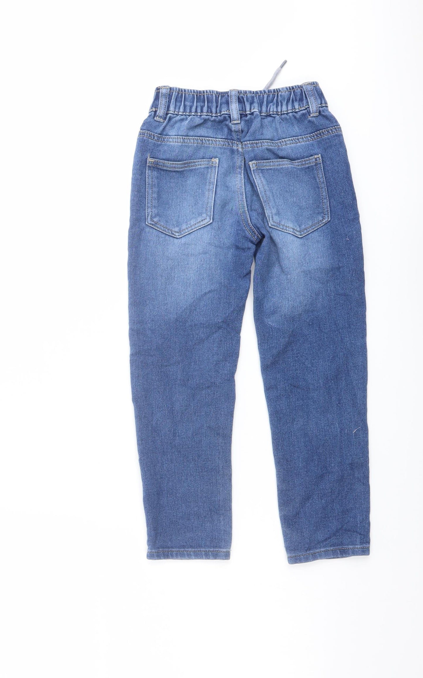 Dunnes Stores Boys Blue Cotton Straight Jeans Size 5-6 Years Regular Drawstring