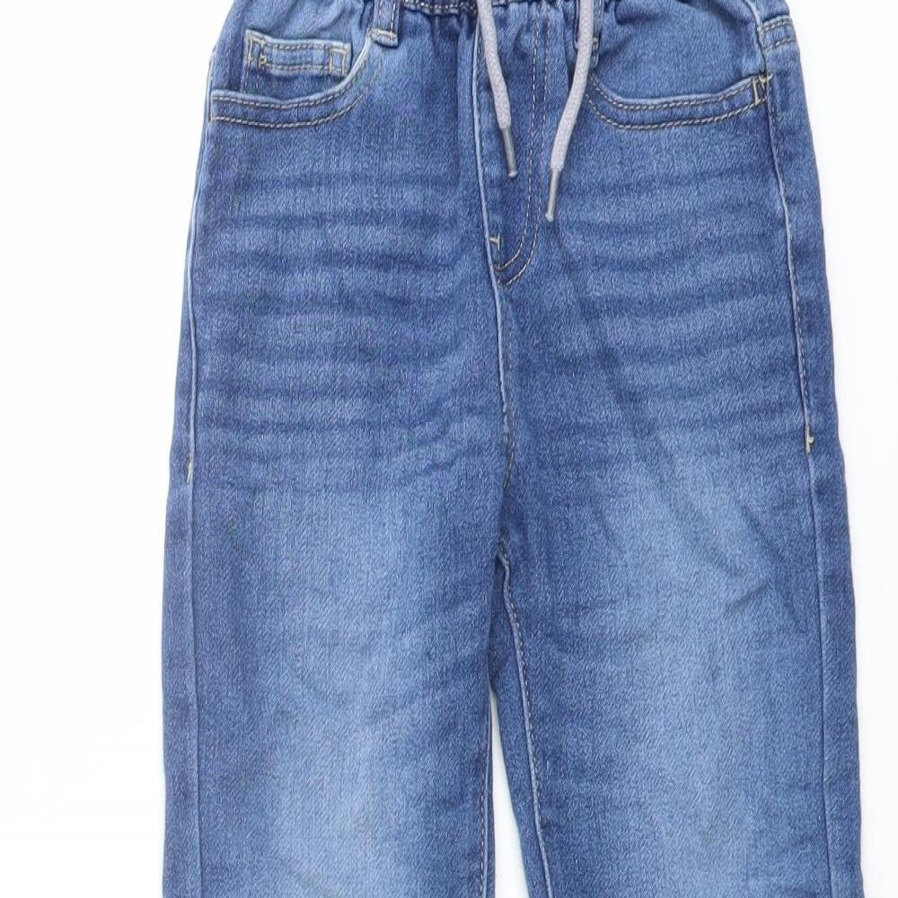 Dunnes Stores Boys Blue Cotton Straight Jeans Size 5-6 Years Regular Drawstring