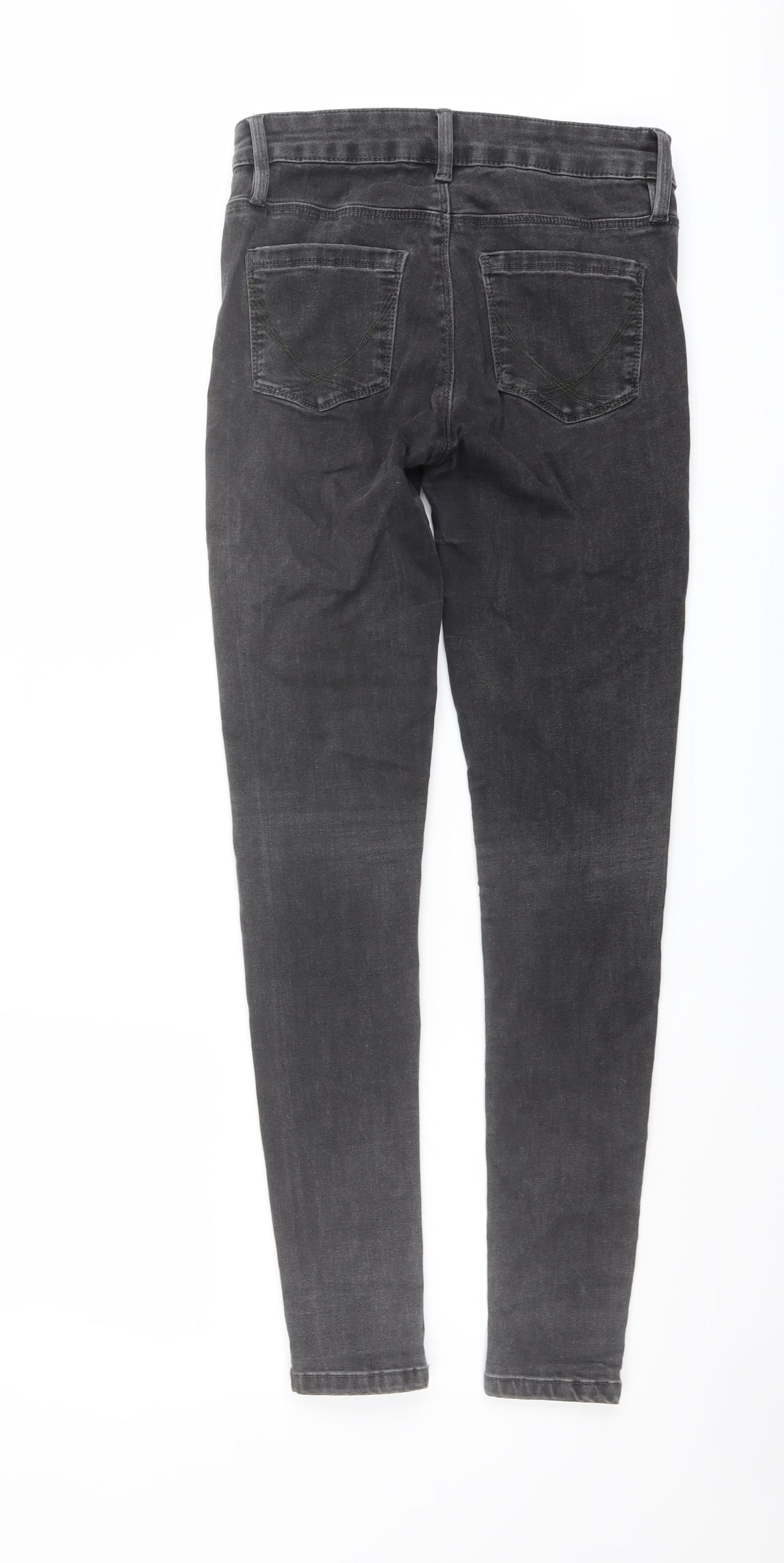 Oasis Womens Grey Cotton Skinny Jeans Size 8 L28 in Regular Button