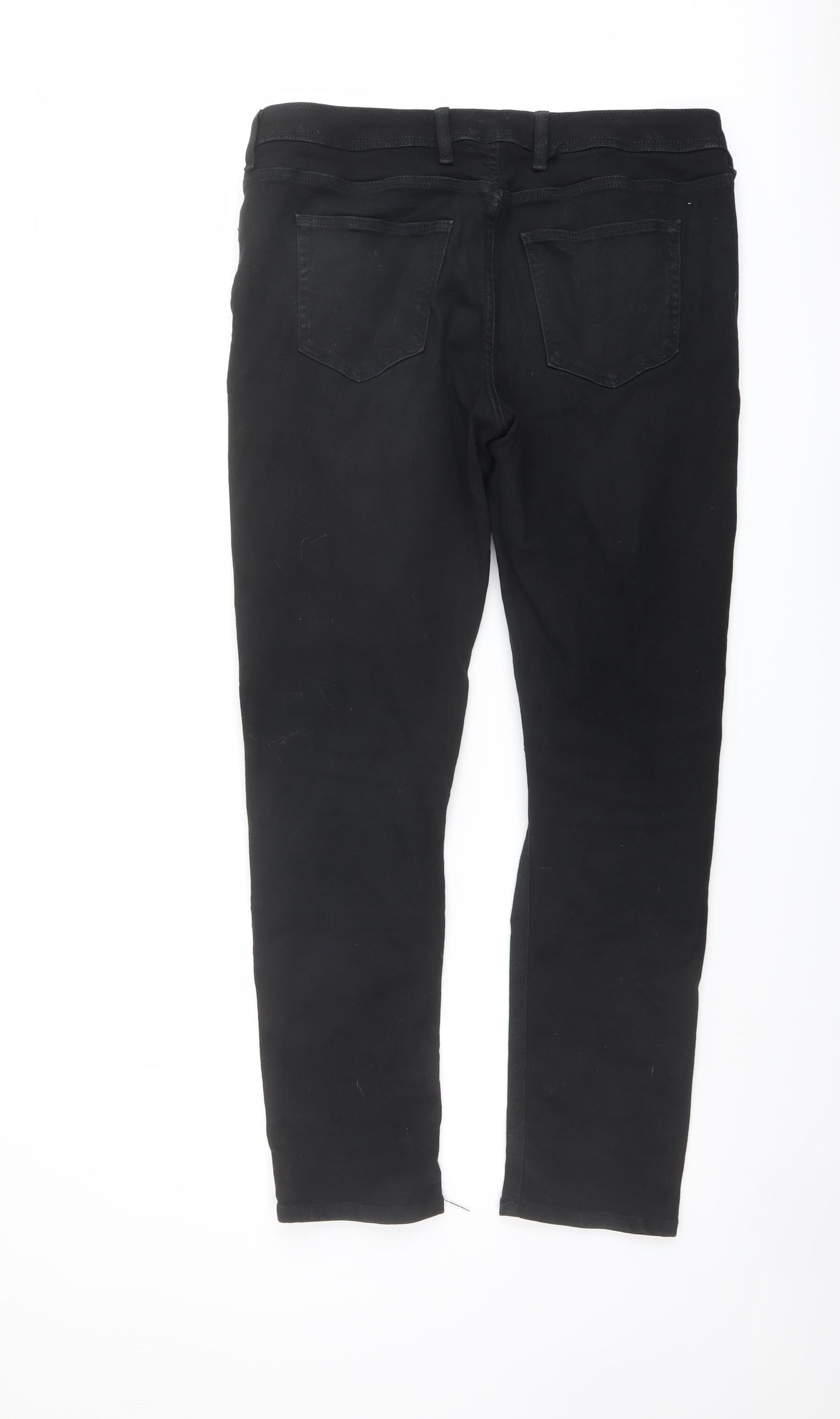 River Island Mens Black Cotton Skinny Jeans Size 34 in L32 in Regular Button