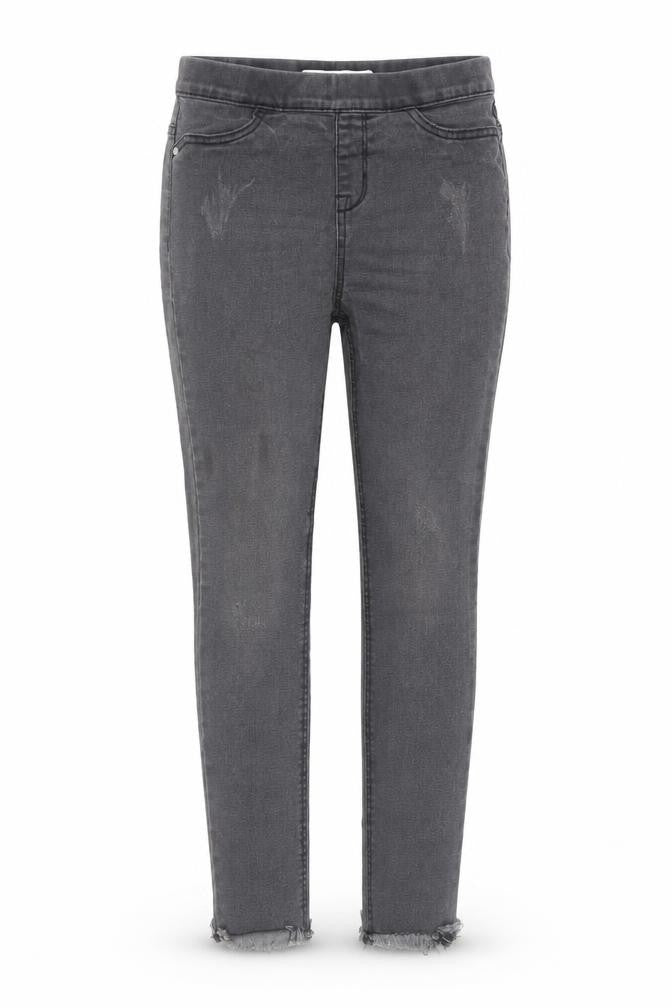 Denim & Co. Girls Grey Cotton Skinny Jeans Size 10-11 Years Regular Pullover