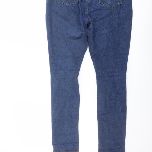 Boohoo Womens Blue Cotton Skinny Jeans Size 12 L28 in Regular Button