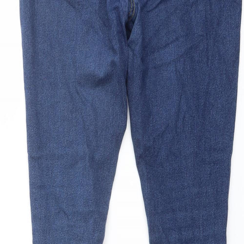 Boohoo Womens Blue Cotton Skinny Jeans Size 12 L28 in Regular Button