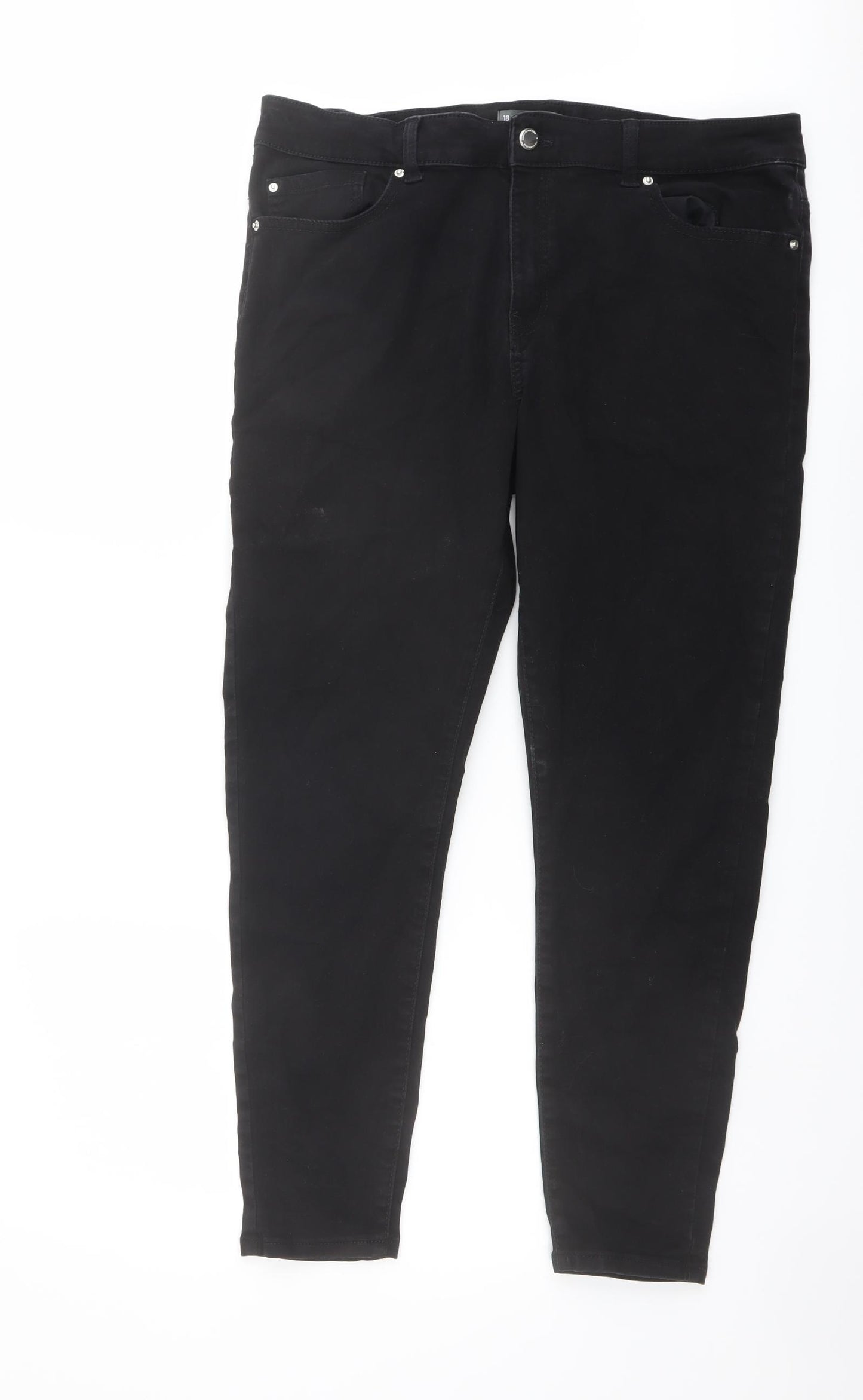 Denim & Co. Womens Black Cotton Straight Jeans Size 18 L26 in Regular Button