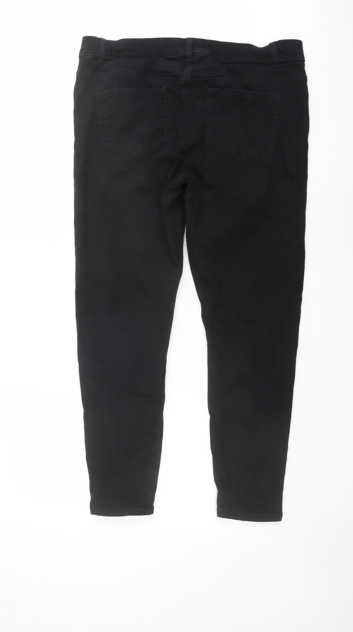 Denim & Co. Womens Black Cotton Straight Jeans Size 18 L26 in Regular Button
