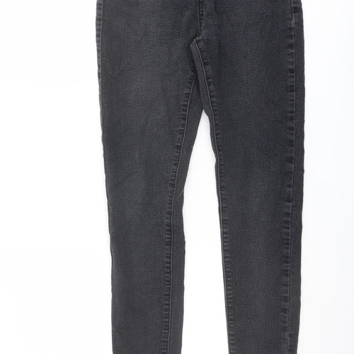Boohoo Womens Grey Cotton Skinny Jeans Size 8 L27 in Regular Button