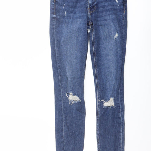 Denim & Co. Womens Blue Cotton Skinny Jeans Size 6 L27 in Regular Button