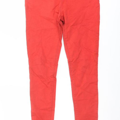 TU Womens Red Cotton Skinny Jeans Size 10 L27 in Regular Button
