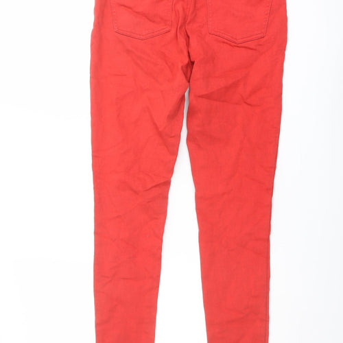 TU Womens Red Cotton Skinny Jeans Size 10 L27 in Regular Button