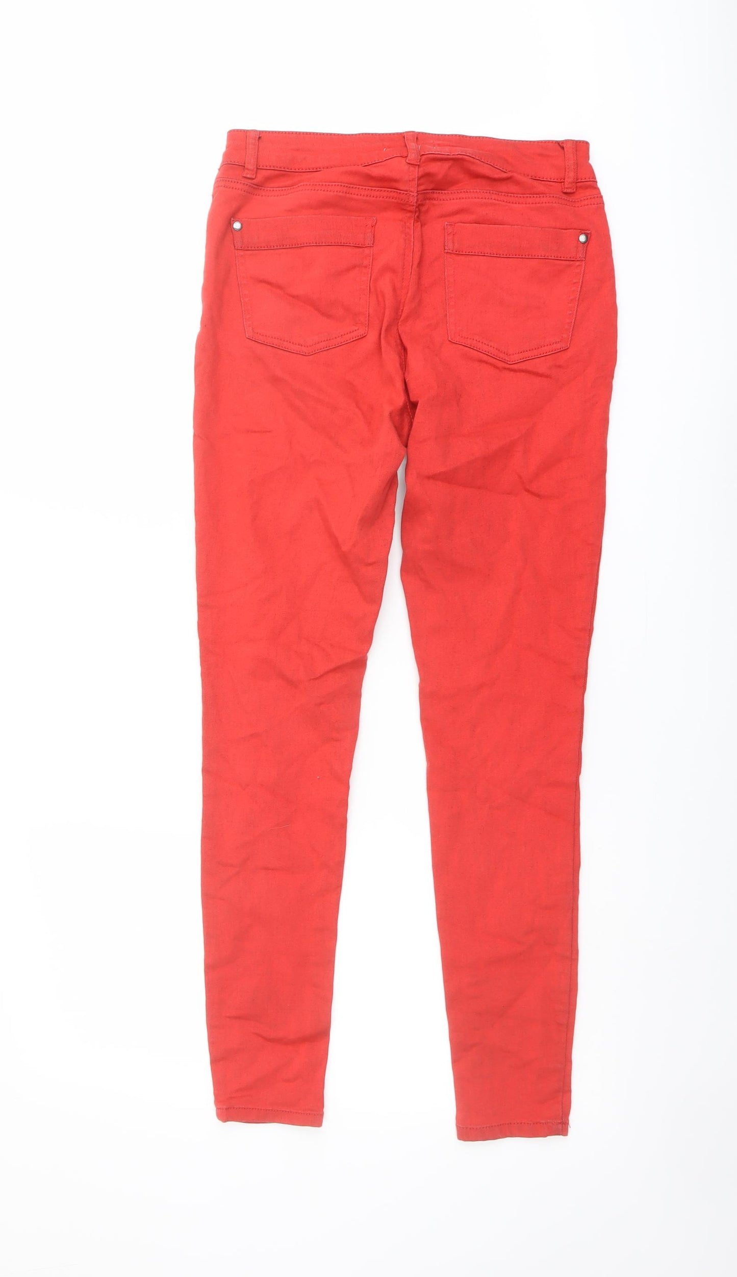 TU Womens Red Cotton Skinny Jeans Size 10 L27 in Regular Button