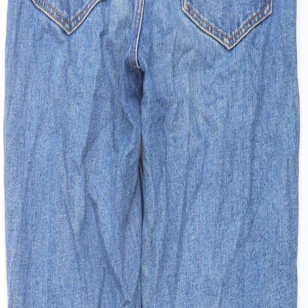 Zara Womens Blue Cotton Straight Jeans Size 6 L26 in Regular Button
