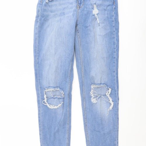 H&M Womens Blue Cotton Straight Jeans Size 6 L27 in Regular Button