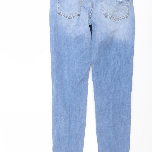 H&M Womens Blue Cotton Straight Jeans Size 6 L27 in Regular Button