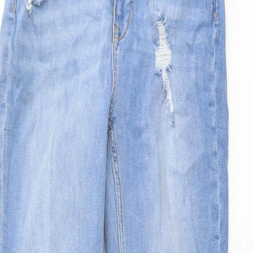 H&M Womens Blue Cotton Straight Jeans Size 6 L27 in Regular Button