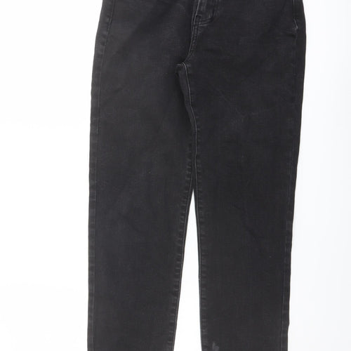 Denim & Co. Womens Grey Cotton Straight Jeans Size 4 L28 in Regular Button