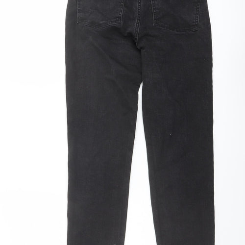Denim & Co. Womens Grey Cotton Straight Jeans Size 4 L28 in Regular Button