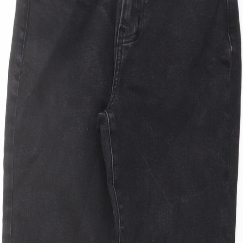 Denim & Co. Womens Grey Cotton Straight Jeans Size 4 L28 in Regular Button