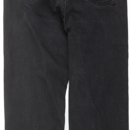 Denim & Co. Womens Grey Cotton Straight Jeans Size 4 L28 in Regular Button