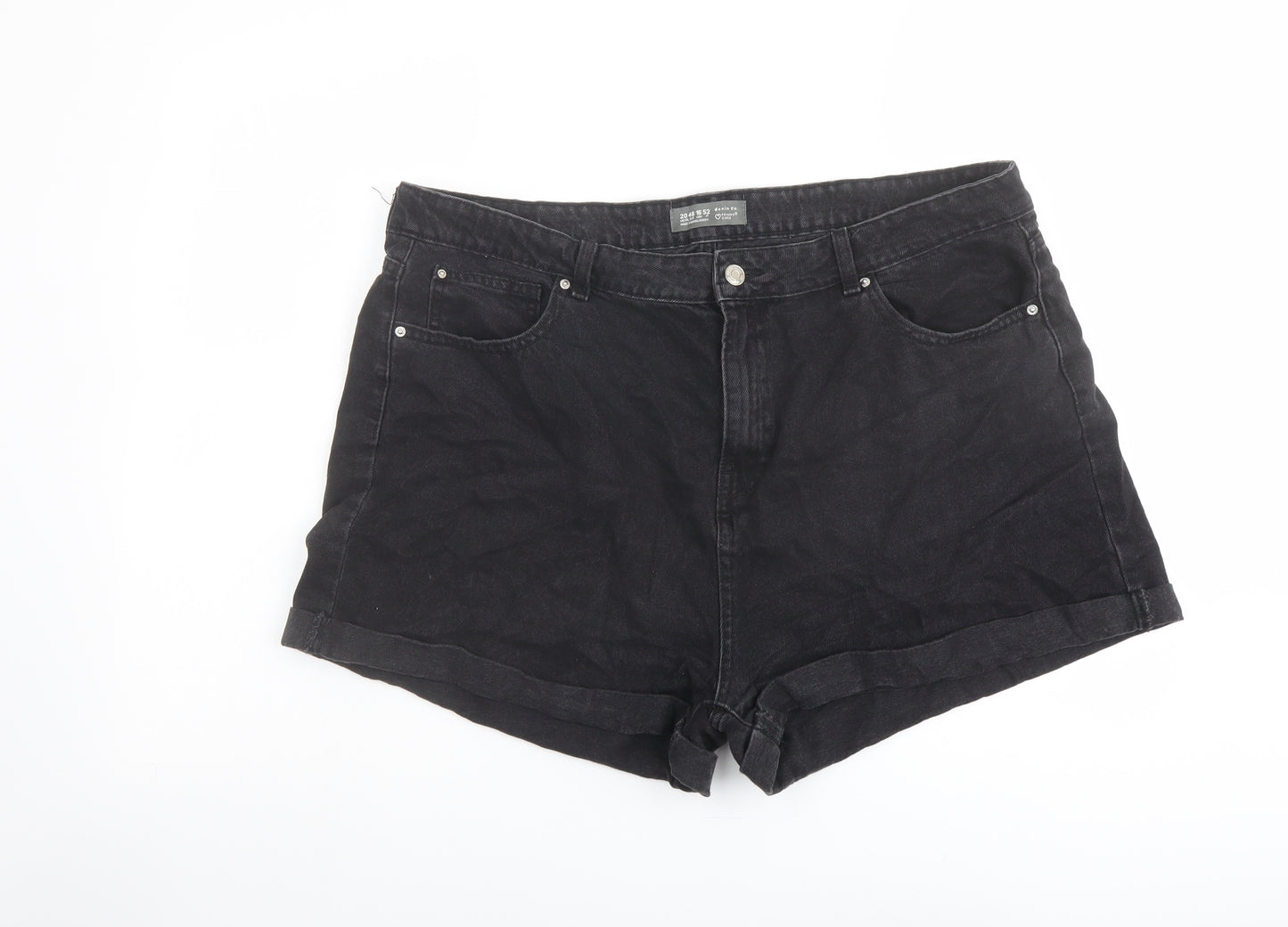 Denim & Co. Womens Grey Cotton Hot Pants Shorts Size 20 L3 in Regular Button