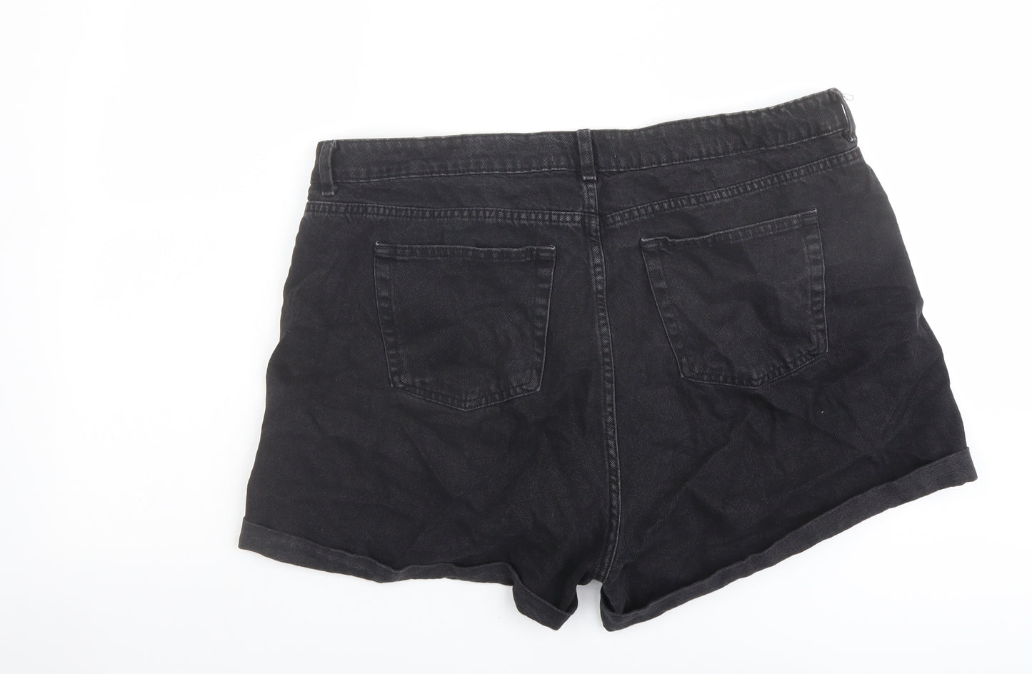Denim & Co. Womens Grey Cotton Hot Pants Shorts Size 20 L3 in Regular Button