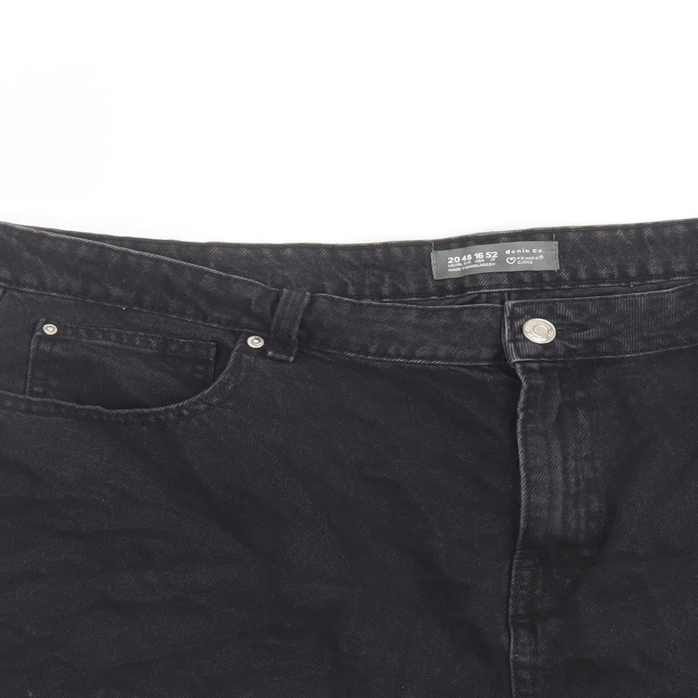 Denim & Co. Womens Grey Cotton Hot Pants Shorts Size 20 L3 in Regular Button