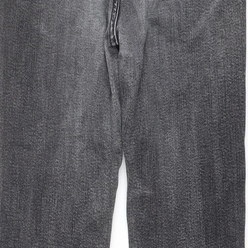 Per Una Womens Grey Cotton Bootcut Jeans Size 12 L25 in Regular Button