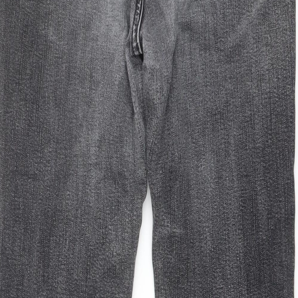 Per Una Womens Grey Cotton Bootcut Jeans Size 12 L25 in Regular Button