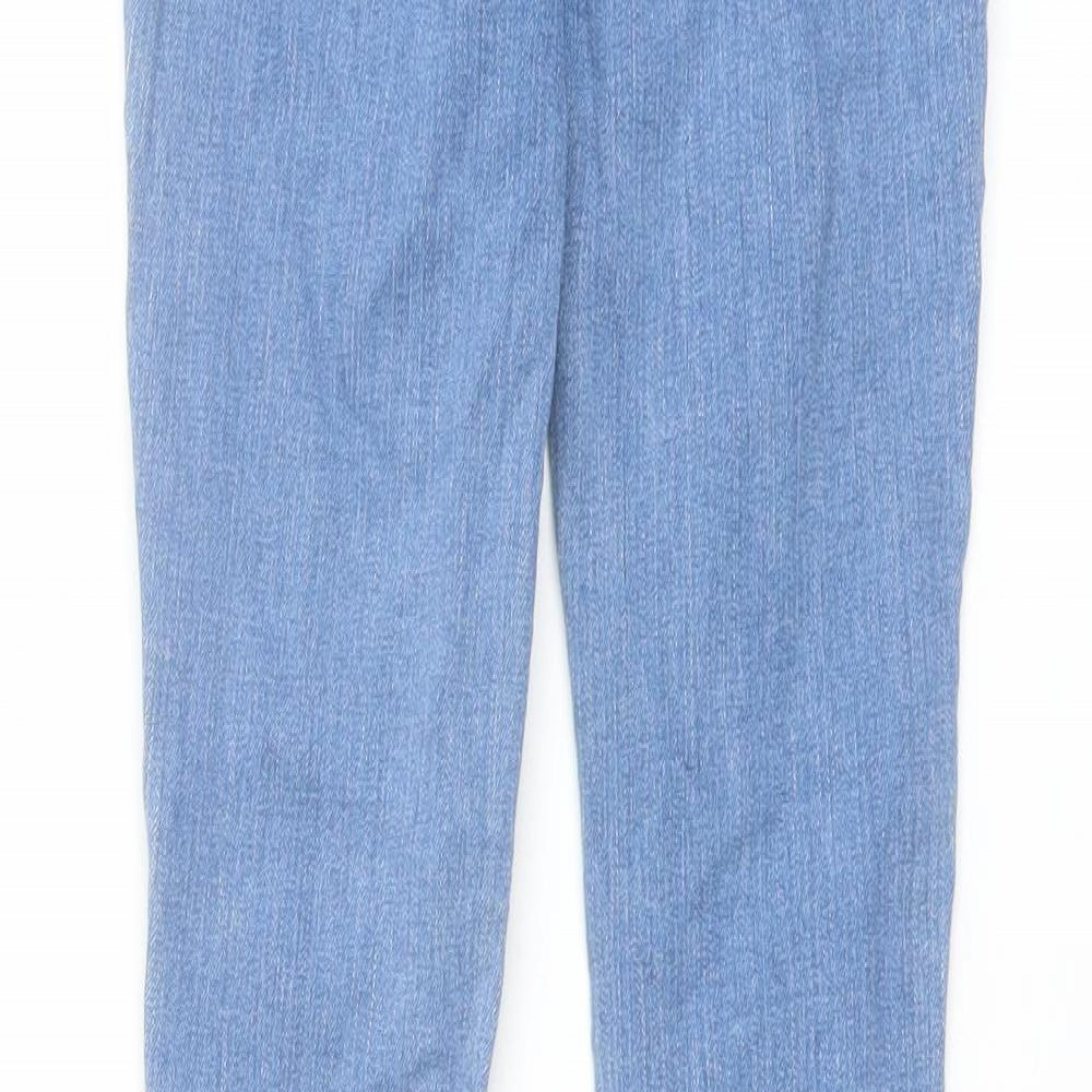 Marks and Spencer Girls Blue Cotton Skinny Jeans Size 6-7 Years Regular Button - Star Print