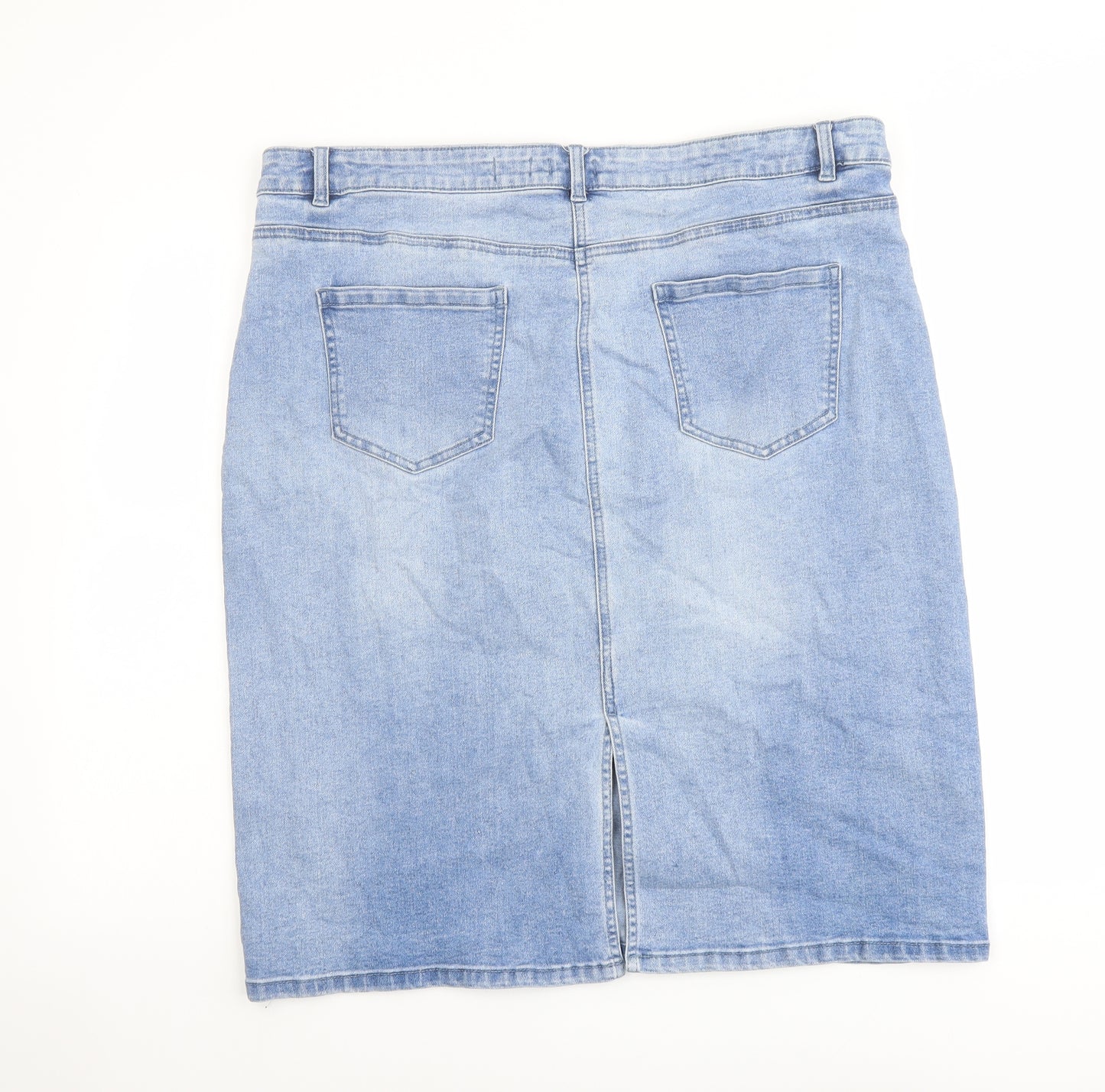 TU Womens Blue Cotton A-Line Skirt Size 20 Button
