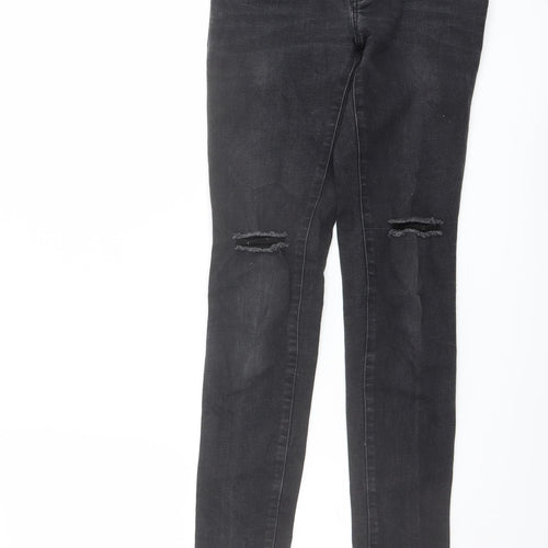 Zara Womens Grey Cotton Skinny Jeans Size 6 L28 in Regular Button