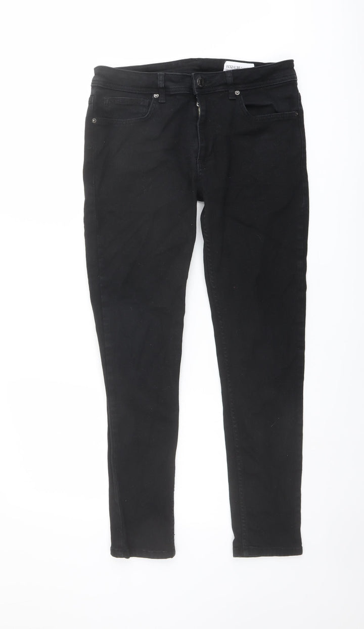Denim & Co. Mens Black Cotton Straight Jeans Size 32 in L30 in Regular Button