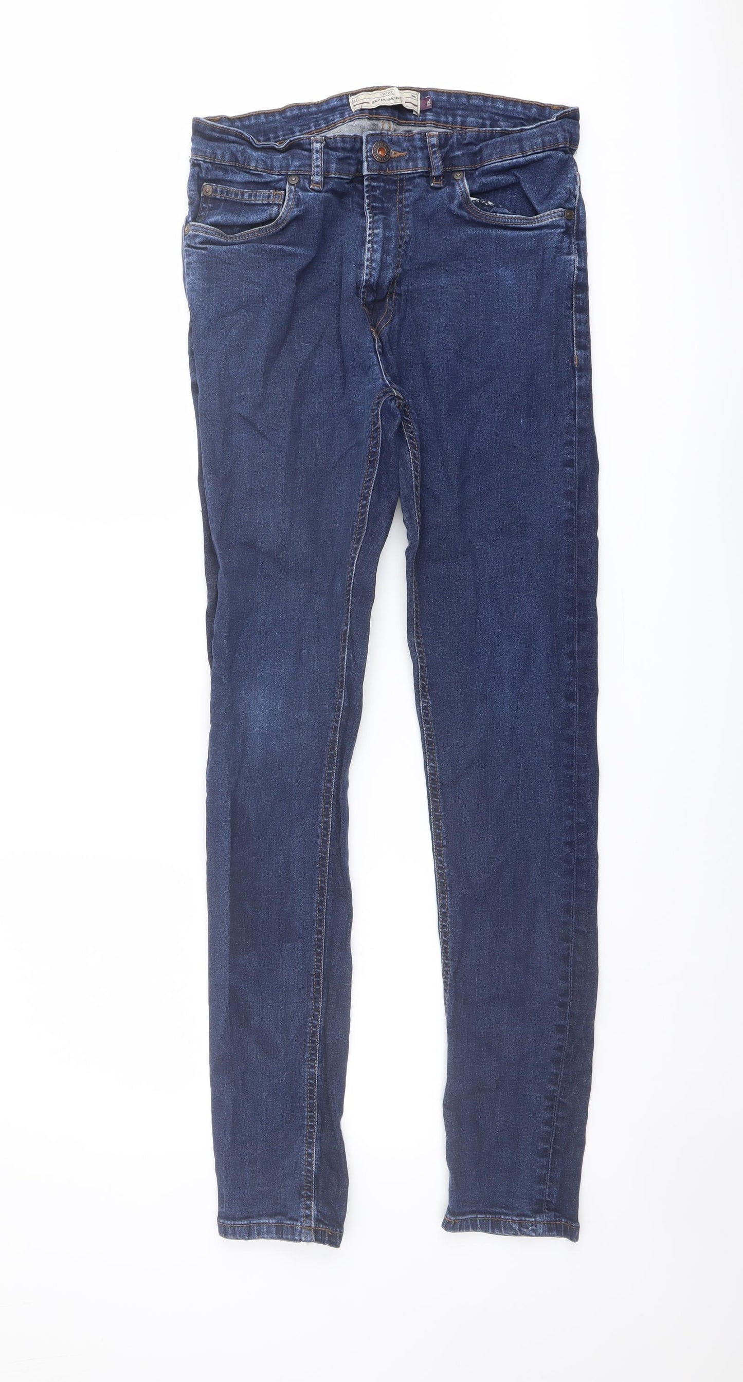 NEXT Mens Blue Cotton Skinny Jeans Size 32 in L31 in Regular Button