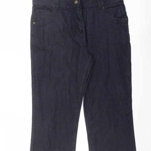 Platform Womens Blue Cotton Straight Jeans Size 16 L21 in Regular Button