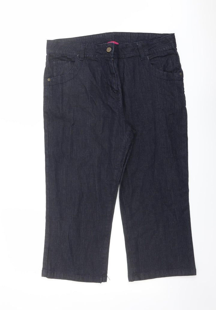 Platform Womens Blue Cotton Straight Jeans Size 16 L21 in Regular Button