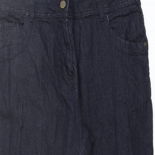 Platform Womens Blue Cotton Straight Jeans Size 16 L21 in Regular Button