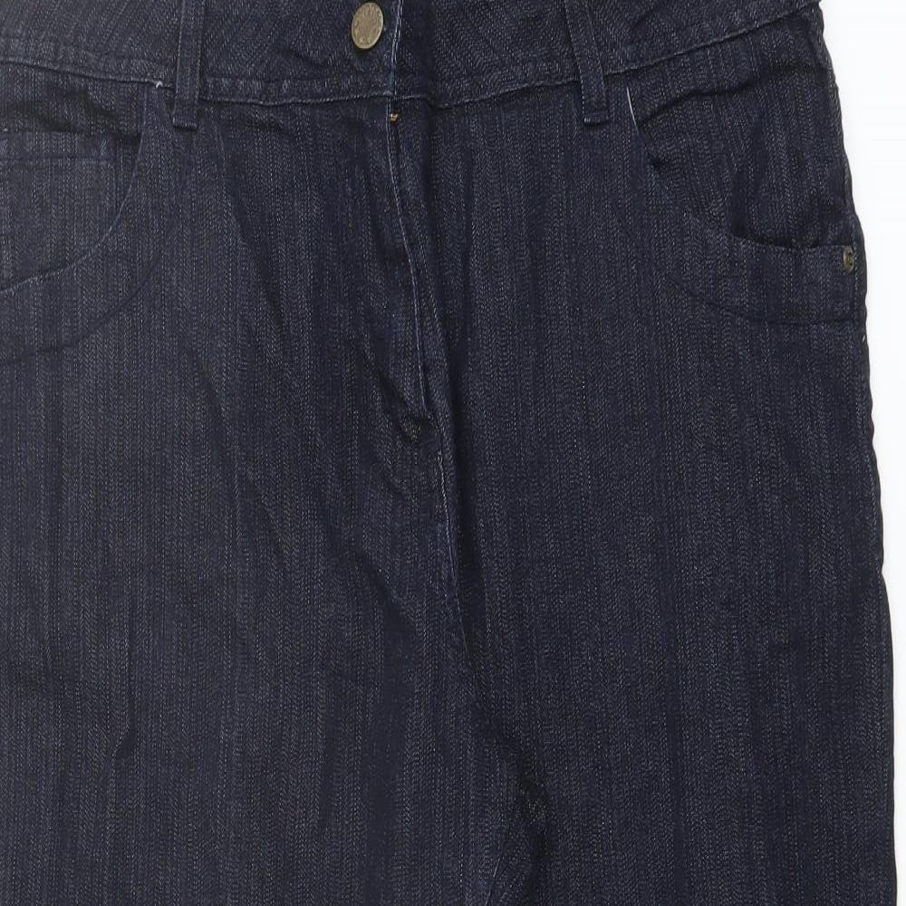 Platform Womens Blue Cotton Straight Jeans Size 16 L21 in Regular Button