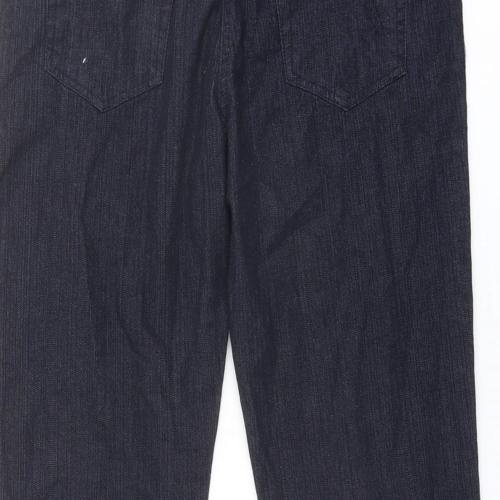 Platform Womens Blue Cotton Straight Jeans Size 16 L21 in Regular Button